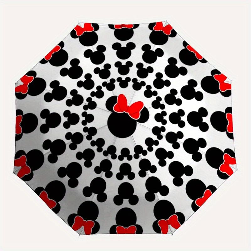 

1pc Mickey, Minnie Automatic Folding Umbrella: Compact 8-rib Design Cartoon Travel Companion for Outdoor, Casual Accessory