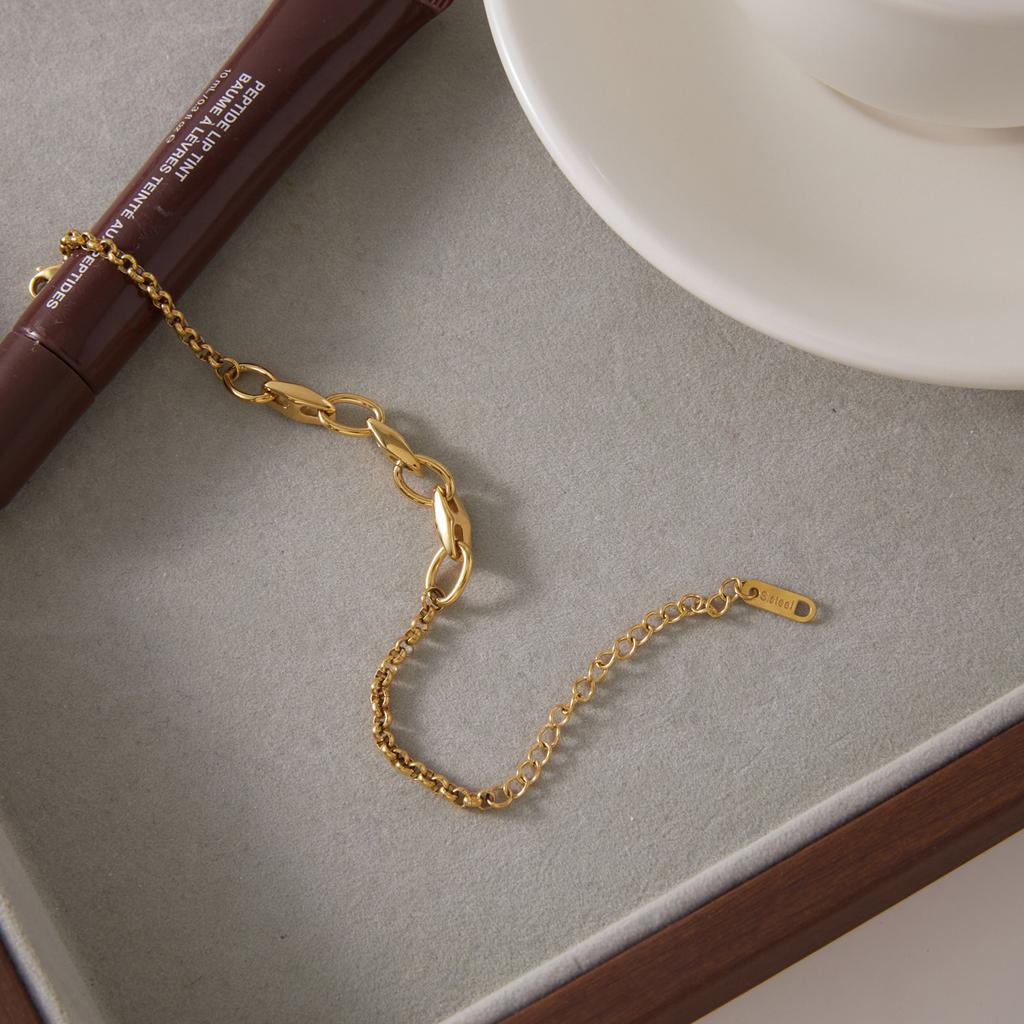 Stainless Steel Bracelet for Women 18K Gold Plated Marquise Rhinestone Link Chain Bracelet Waterproof Fashion Jewelry