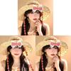 Handmade Straw Sun Hat With Extended Brim And Ribbon Tie For Outdoor Sunshade