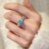 Luoxi Temple Jewelry 2024 S925 Silver Inlaid 6*6mm Paraiba European-American Light Luxury Ring