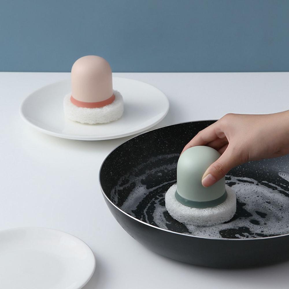 

Мойка раковины прочный кухонный инструмент для чистки посуды скребок губка с ручкой тёмно-синий