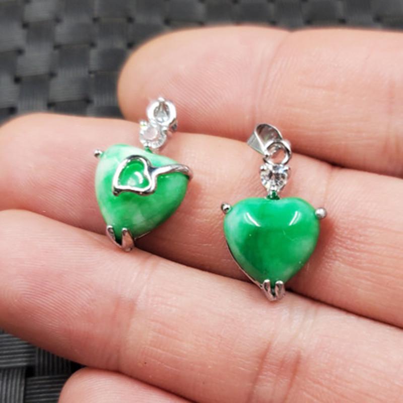 Green Jade Ganqing Heart Necklace Pendant Model 2 Approx. 13*13 mm