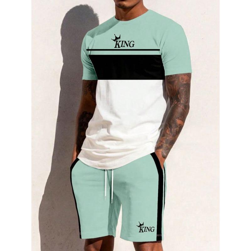 

Новая летняя одежда для отдыха и досуга, повседневная 3D мужская спортивная одежда, большой круглый вырез, короткий рукав, футболка, шорты, комплект, повседневная уличная одежда XXL