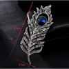 Elegant Socialite Crystal Peacock Feather Brooch - Women's Corsage Pin with Mixed Color Rhinestones