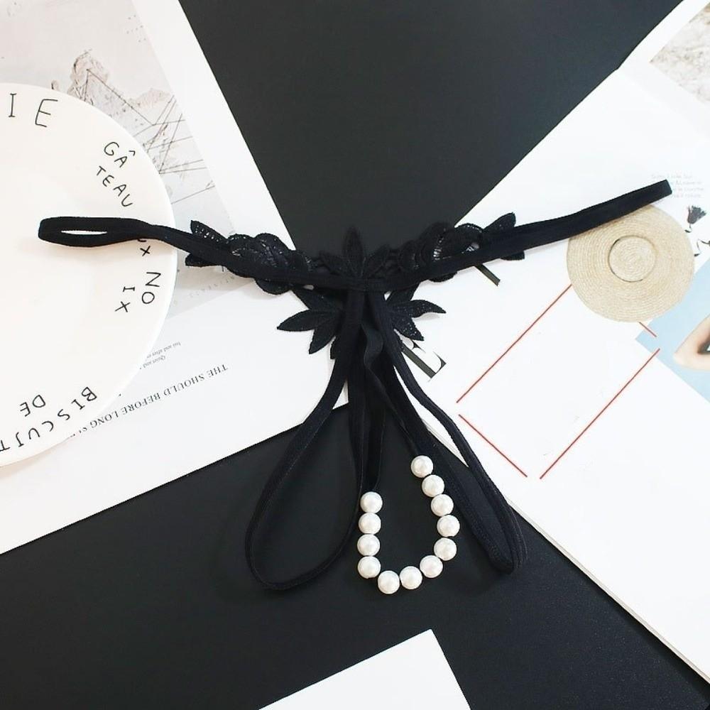 Embroidered Flower Underwear for Women Low Waist Lace Underpants Lace Pearl Panties  Home