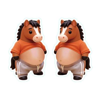 1 Pair 3D Elastic Belly Animal Sticker Anxiety Stress Relief Cartoon Animal Decal with Fat Tummy Pinch Belly Animal Anti-collision Sticker