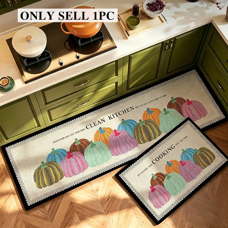 Carpet for Kitchen Long Rug Stain-resistant Wear-resistant Floor Mat Pumpkin Pattern Home Decoration Rugs Alfombras De Cocina