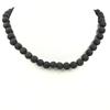 8mm Natural Black Rock Lava Gemstone Round Beads Handmade Women Jewelry Pretty Necklace 17-20" For Valentine's Gift 8BN-42