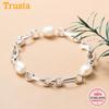 Trustdavis Luxury 925 Sterling Silver Sweet 8mm Baroque Pearl Chain Bracelet For Women Wedding Birthday Fine S925 Jewelry DA1653
