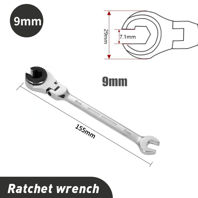 1Pc Ratcheting Wrench Set with Open Flex-head Metric Tubing Combination Wrench Tubing Ratchet Wrench 8-30mm Size Available