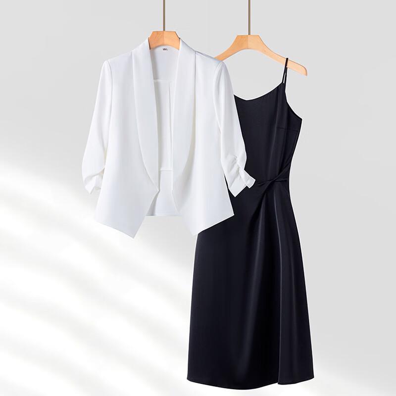 Women's Summer Thin Blazer & Sling Dress Two-Piece Set
