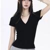 New Solid Color Hottie Short-sleeved T-shirt for Women Slim Fit Casual Versatile Design Pullover Top for Women