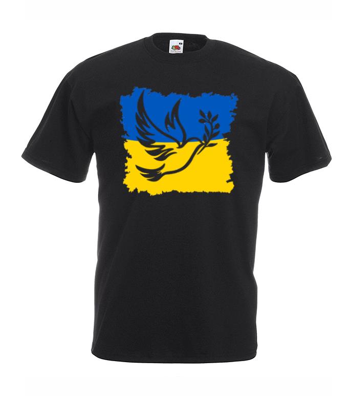 Adults Peace Dove Symbol Ukraine Flag Olive Branch Unisex Black TShirt 2XL