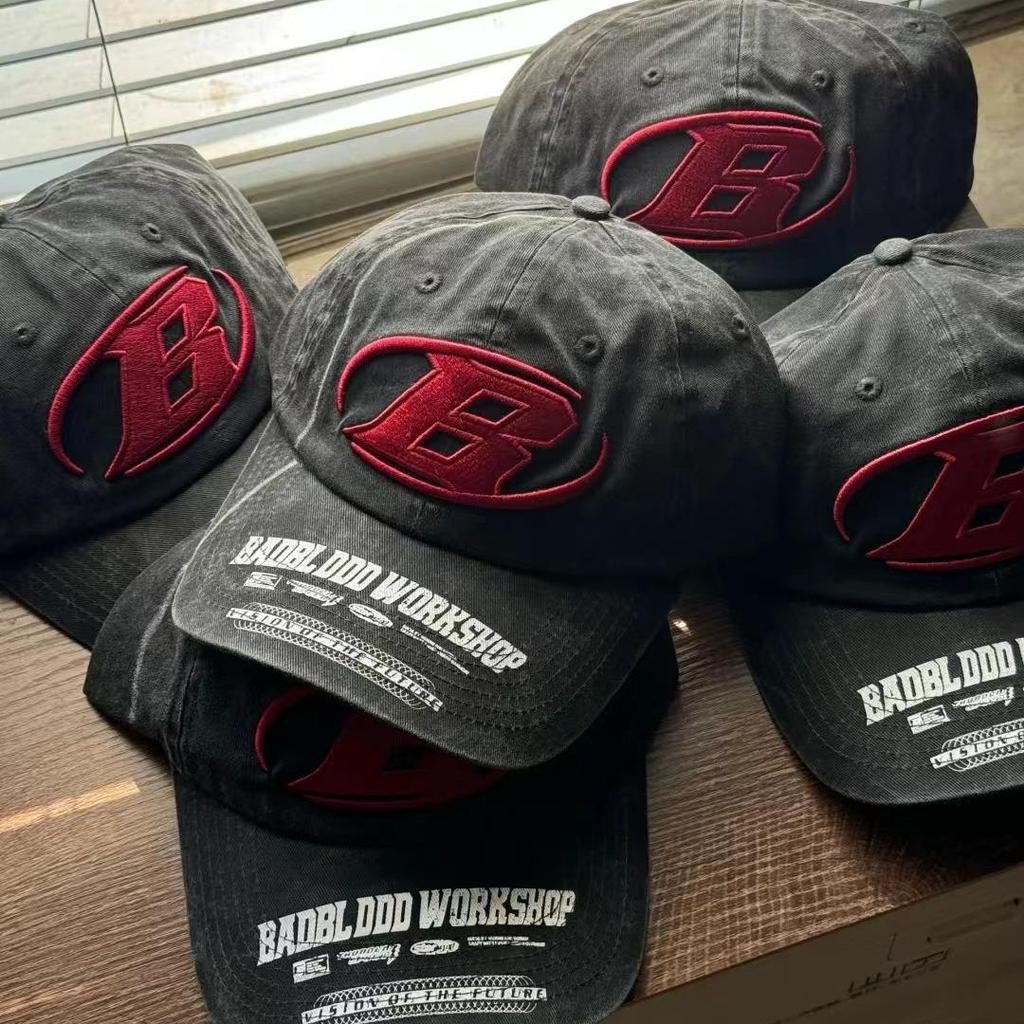 Korean Street Fashion Unisex Embroidered Logo Baseball Cap - Retro Washed Look