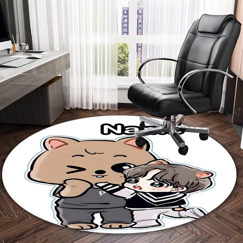 Customizable K-Kpop Team1 Round Non-Slip Carpet - Ideal for Garden, Picnic, Office, Perfect for Decoration, Suitable For All Seasons