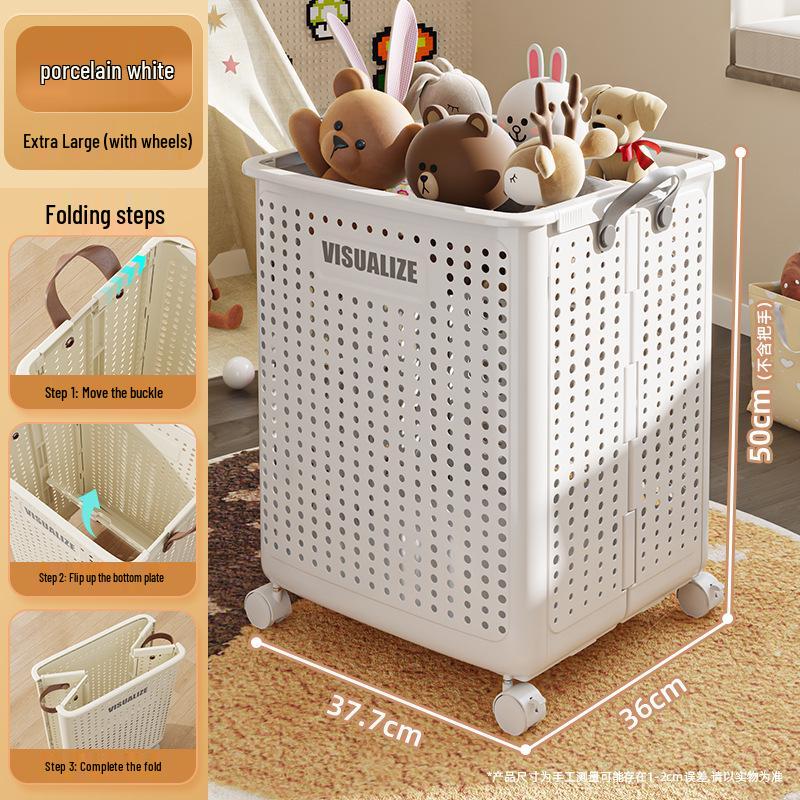 Foldable Laundry Basket with Wheels - Storage for Dirty Clothes