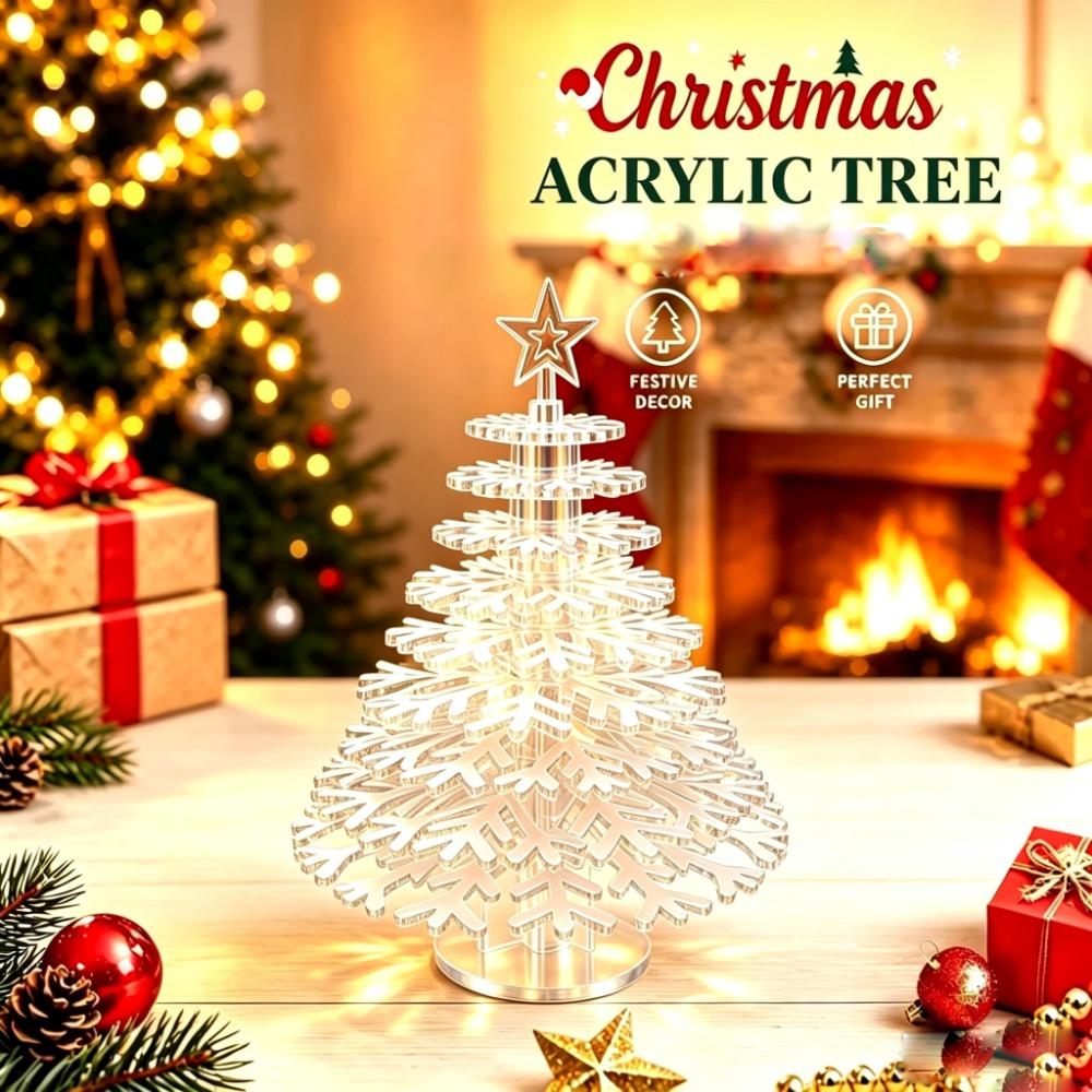 3D Slot Assembly Christmas Tree Kit Acrylic Holiday Desktop Centerpiece  Beginner‑Friendly