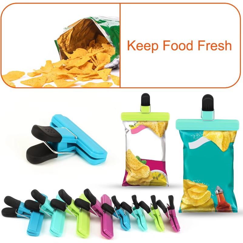 9 Pack Chip Clips, Food Clips, Upgrade Wide Open Bag Clips for Food Storage with Air Tight Seal Grip