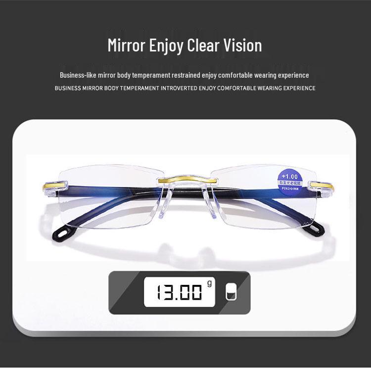 Frameless Anti-Blue Light Ultra-Light Reading Glasses for Men