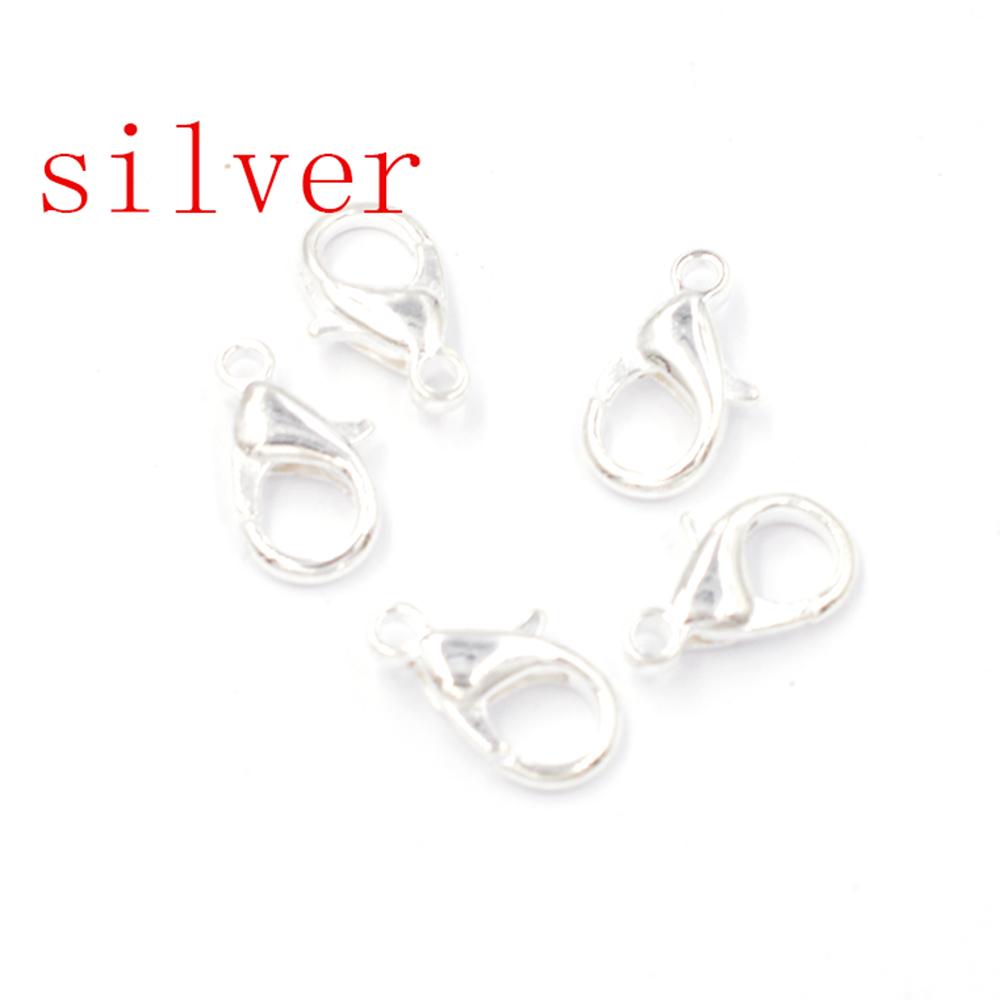 

Металлические крючки-карабины Концевые соединители для изготовления ювелирных изделий Фурнитура Ожерелье Браслет Сделай сам 14mm 50pcs серебряный