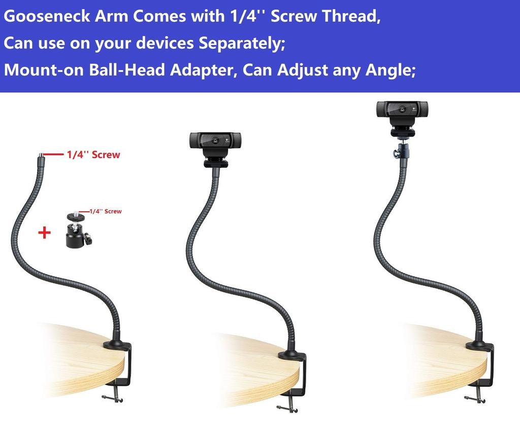 Acetaken StreamCam Stand Webcam Clamp Desk Mount Arm Compatible with Logitech StreamCam C980GR -64cm C980OW,C920N