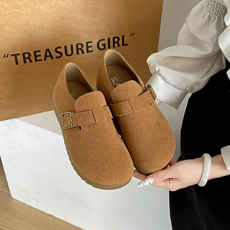 

Женские осенние новые туфли на плоской подошве, ленивые, на одном педале, ретро, одинарные туфли Boken, уродливо-милые туфли Doudou 35