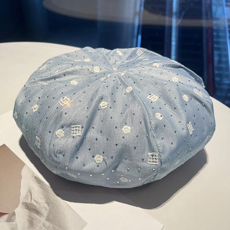 Chic Vintage Plaid Beret Hat With Satin Shine Fabric For Women Winter Fashion