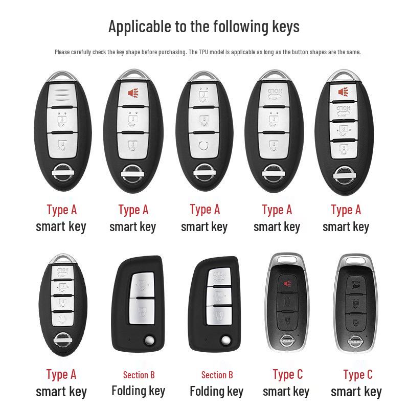 Nissan Key Case: Compatible with Qashqai, Kicks, X-Trail, Murano, Tiida, Sylphy, Pathfinder - Premium Unisex Car Key Shell & Buckle
