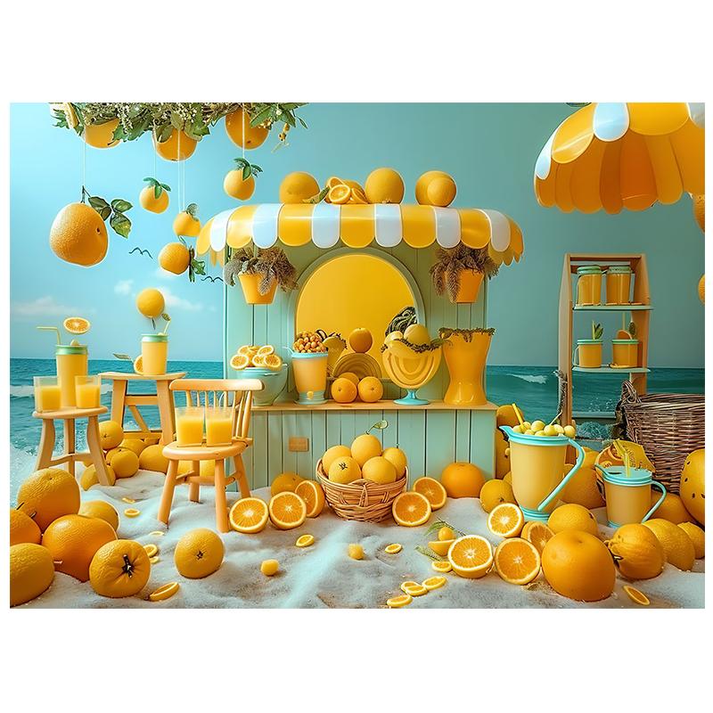 Summer Backdrop Photography Yellow Orange Fruit Store Photo Baby Shower Background Cloth Decoration Newborn Kids Party Backdrops