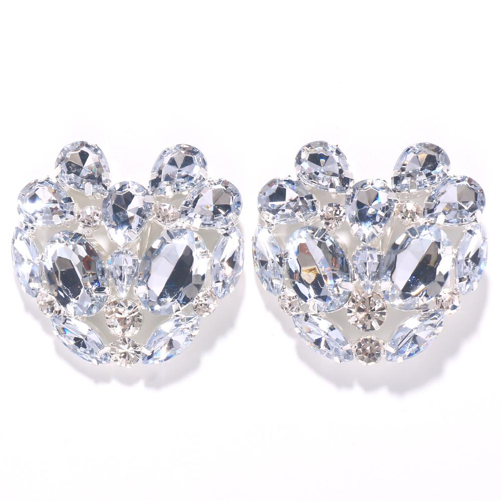 Stonefans Luxus Strass Herz Ohrklemmen Ohrringe für Damen Ohne Piercing Zubehör Kristall Ohrring-Clips Großer Schmuck