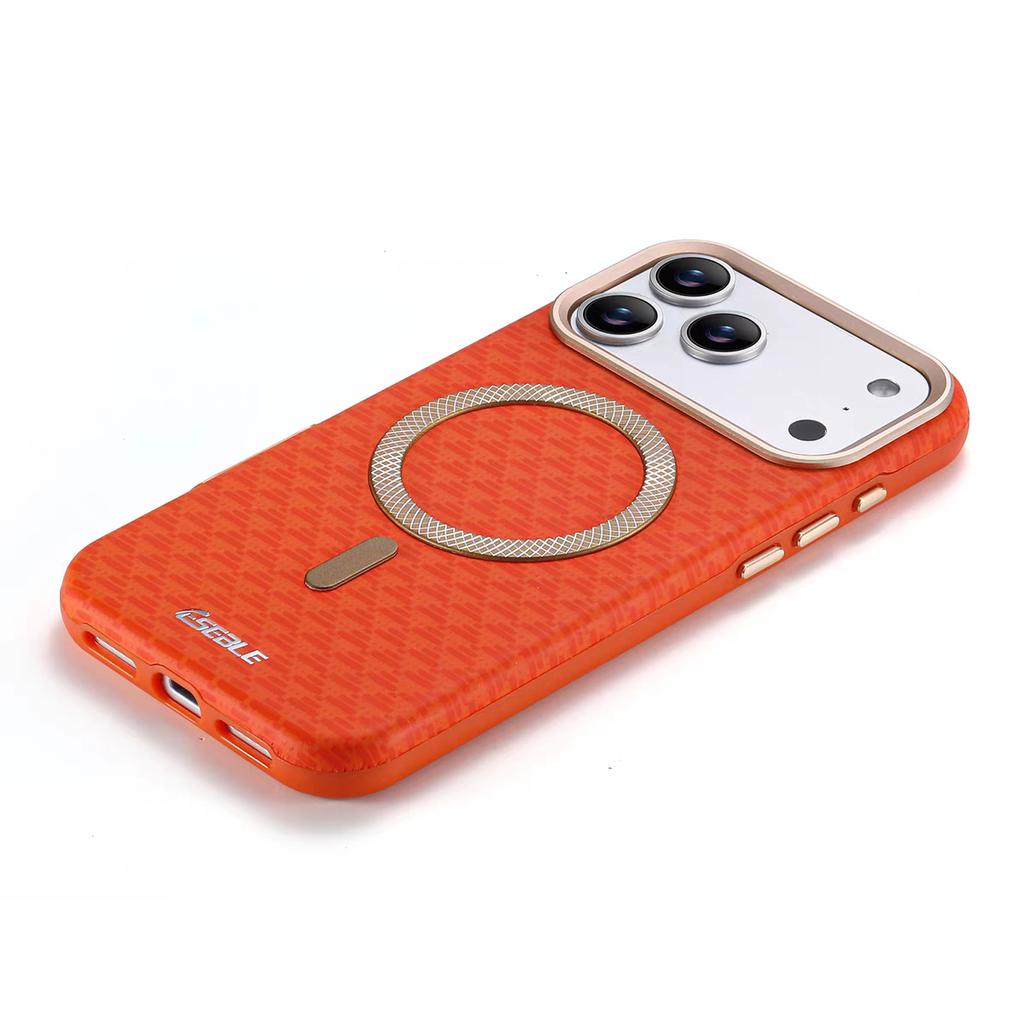 Luxury Leather For Magsafe Carbon Fiber Texture Phone Case For iPhone 17 16 15 14 13 Pro Max Magnetic Wireless Charging Shockproof Cover