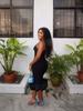 African new women's clothing sleeveless neck solid color waist dress women's fashion temperament European and American hip-wrapped fishtail dress