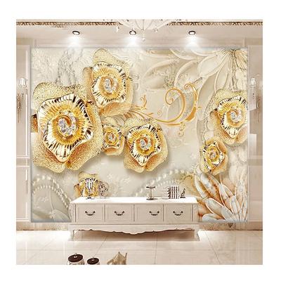 Custom Wallpaper Luxury European Jewelry Diamond Pearl Gold Mural Background Wall Living Room Home Decor Wall Paper