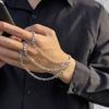 1 peça Corrente de Aço Inoxidável Luvas Pulseira Para Homens, Corrente de Mão Exagerada Hip Hop