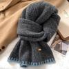 Thermal Women Knit Yarn Scarf Knitted Fall Winter Scarf Versatile Cold Proof Neck Wrap  Women