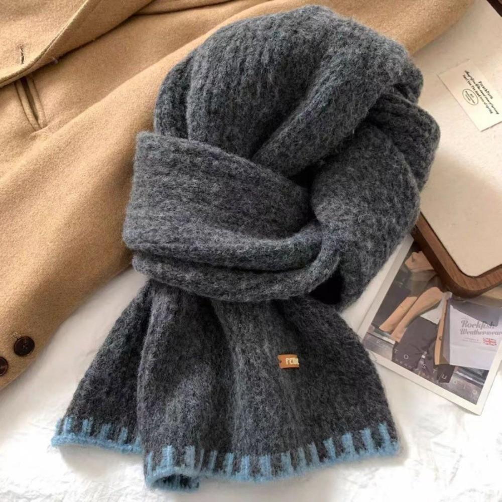 Thermal Women Knit Yarn Scarf Knitted Fall Winter Scarf Versatile Cold Proof Neck Wrap Women