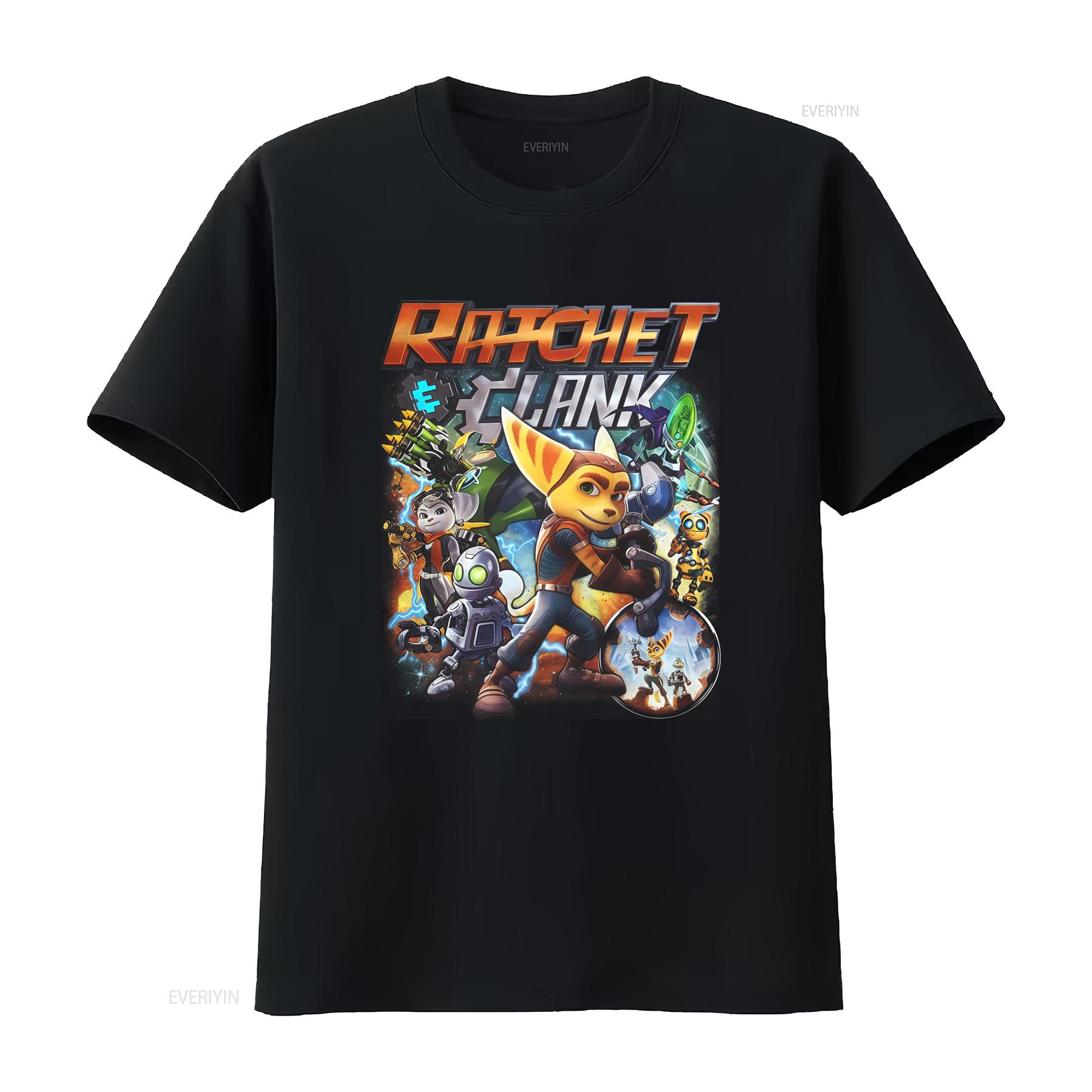 

Ratchet Clank Video Game Character Print T Shirt for Kids Casual vintage Washed fashion graphic Comfortable Stylish Stretched 4XL