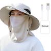 Solar Fan Hat with Face Guard Neck Flap UPF 50+ UV Protection