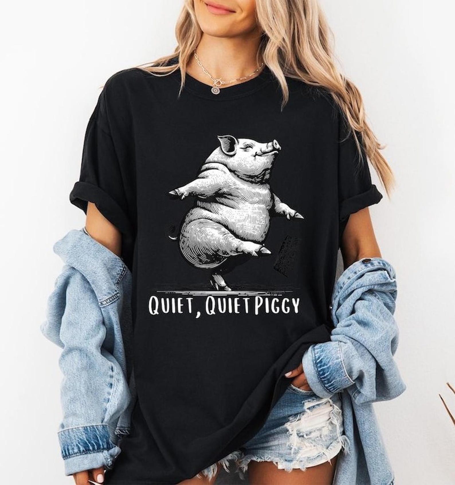 Quiet Quiet Piggy Shirt Anti Trump Tee Louder Piggies Louder Rally Shirt Political Save Democracy FDT Feminist Resistance L