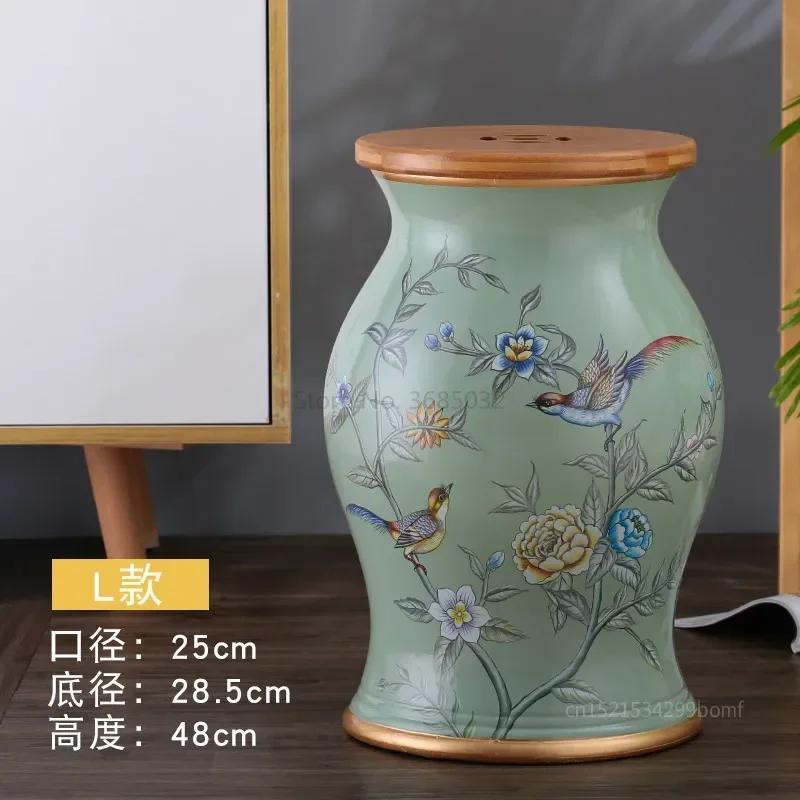 European Drum Ceramic Stool 28x48cm with