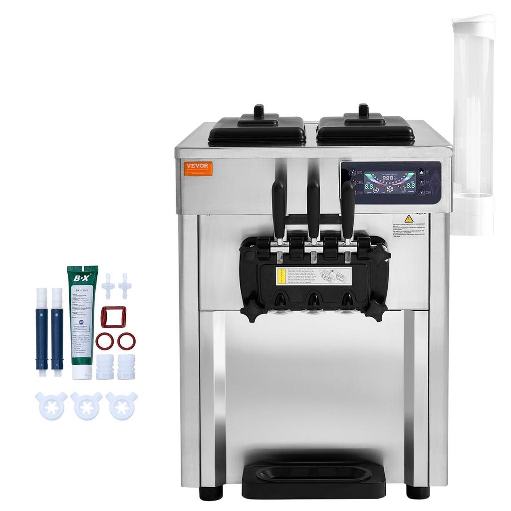 Commercial Soft Serve Ice Cream Machine Maker 18-28 L/H Yield 3-Flavor