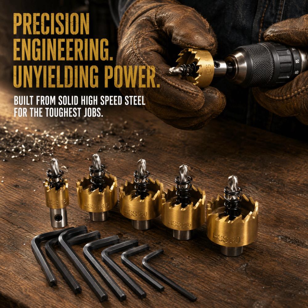 5PCS 16-30mm Diameter Hole Saw Kit Titanium Coated Metal Hole Cutter HSS Hole Saw For Aluminum