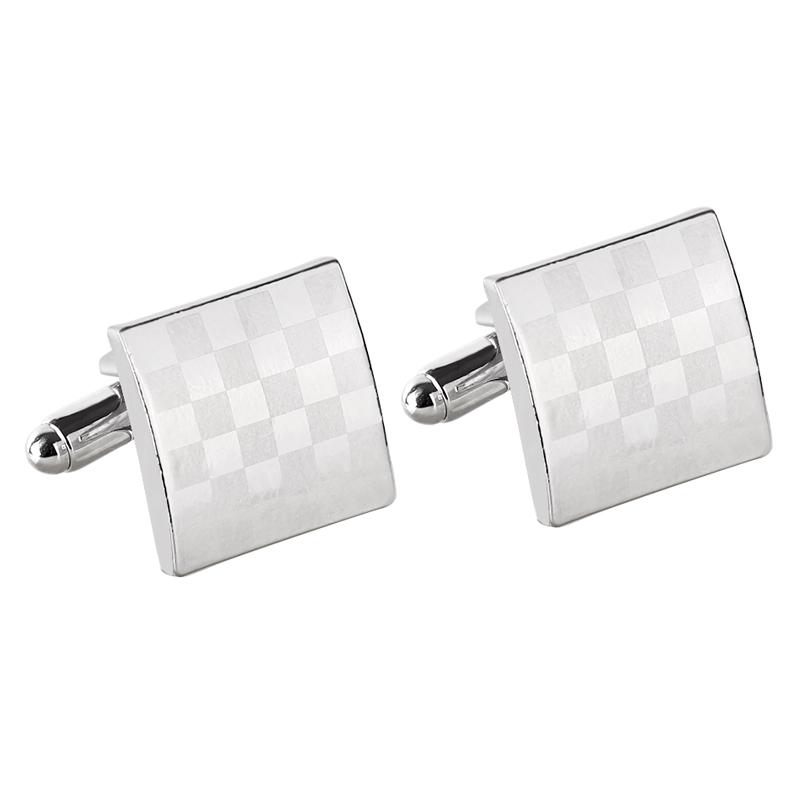 Funny Mens Laser Grid Pattern Square Cufflinks