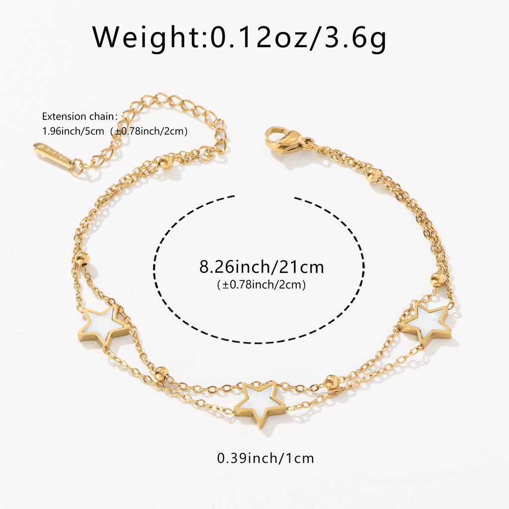 1Pc Stainless Steel Star Simulated Shell Bead Anklet Golden Silvery Minimalist Stackable Beach Jewelry Gift