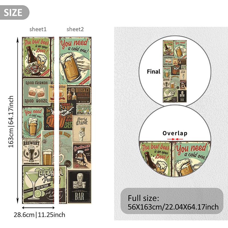 

2 шт. Украшение для холодильника Пейзажный узор Имитация кожаной поверхности Винтажные декоративные наклейки Художественные 28,6x163см