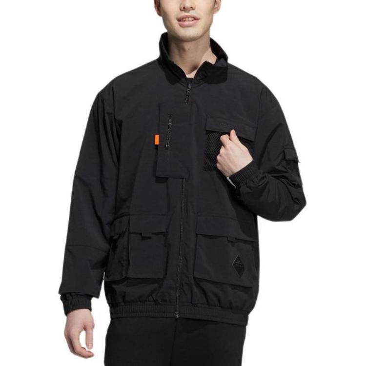 Adidas Neo Jackets Men's Black Stand Collar Moderate Workwear HE7940