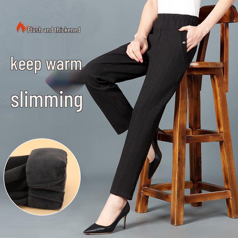 

Women s High-Waist Fleece-Lined Straight Leg Trousers 5XL