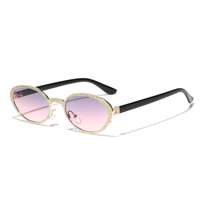 Glasses Metal Hammered Oval Retro Sunglasses Ins Wind Street Sunglasses Men