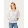 DIMANAF 2026 New Summer Basic Shirt Women Lace O-Neck Blouse Tops Tees Loose White Short Tees