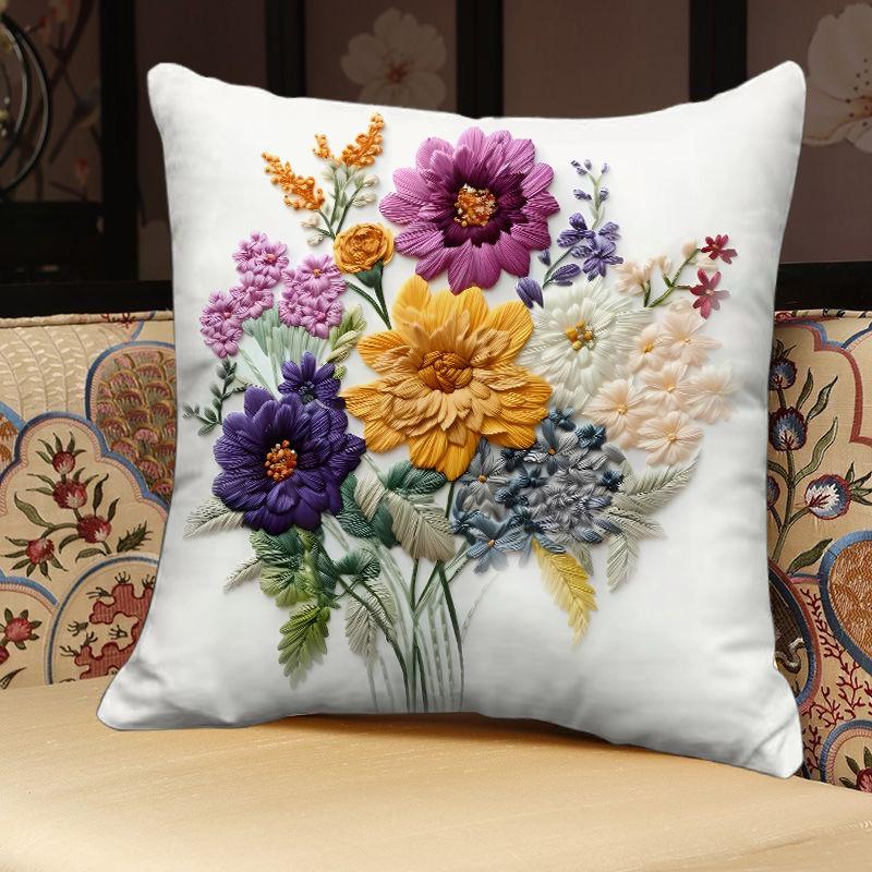 

Цветочный квадратный чехол для подушки Офис Гостиная Диван Чехол для подушки Принтованный Съемный Моющийся Чехол для подушки 45*45cm